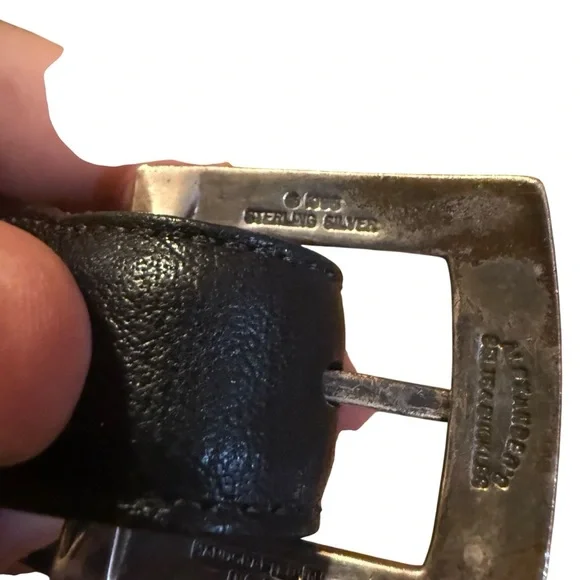 Alexander’s Belt 1995 925 Sterling Silver 1” Black/Brown Reversible Leather 46